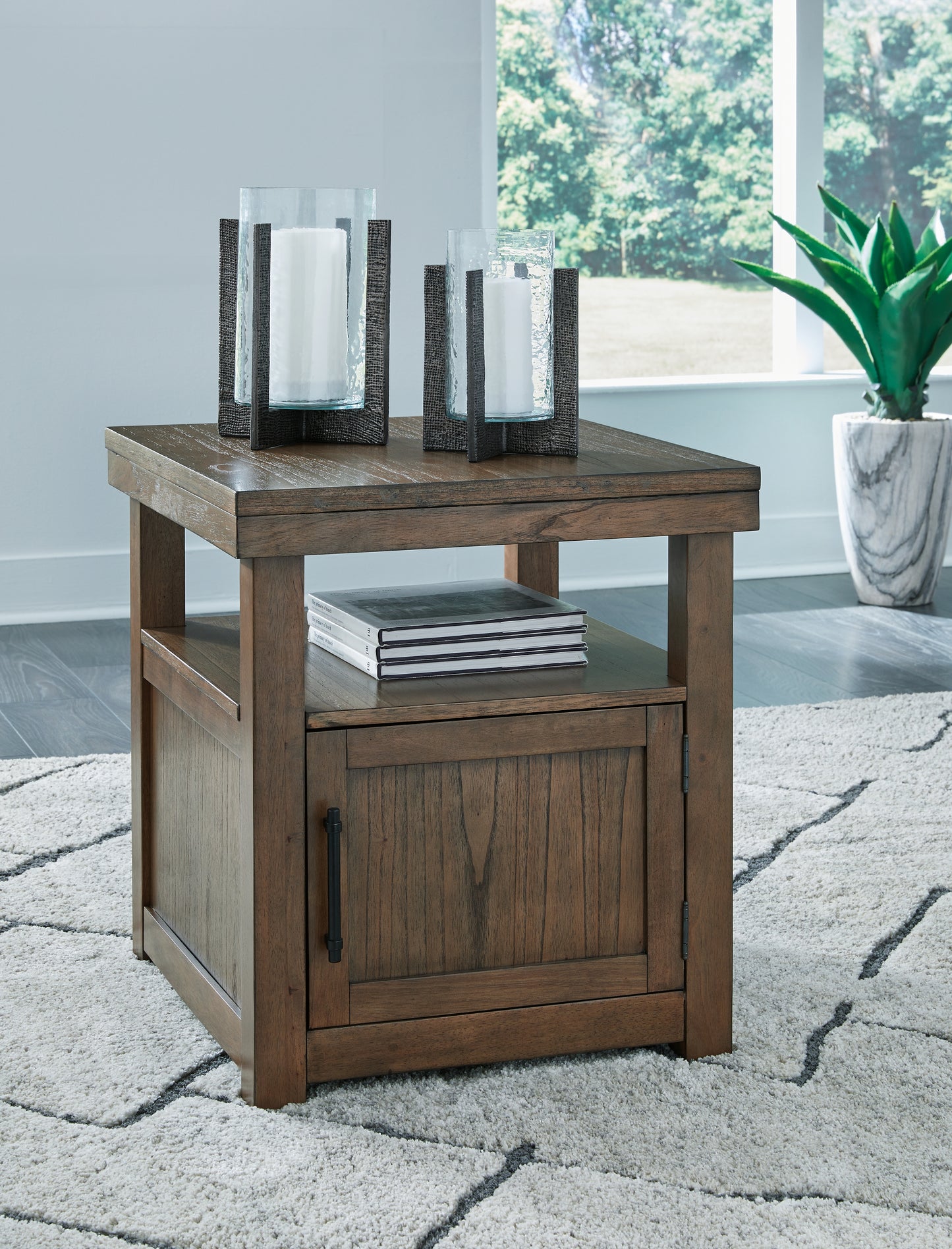 Haines Furniture Outlet - Ashley Furniture - Boardernest End Table - Rectangular End Table / Brown - T738-3