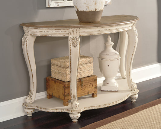 Haines Furniture Outlet - Ashley Furniture - Realyn Sofa Table - Sofa Table / White/Brown - T743-4