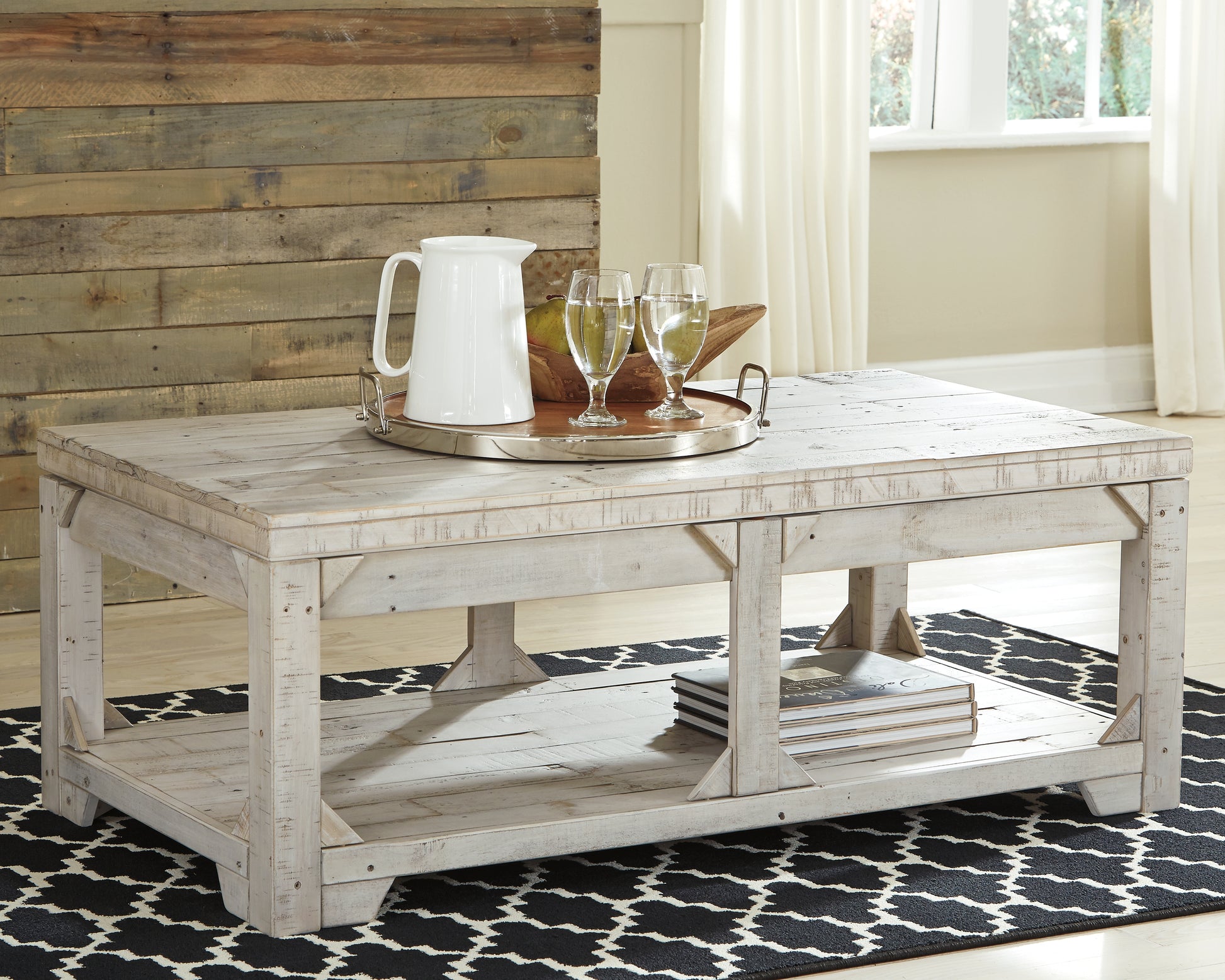 Haines Furniture Outlet - Ashley Furniture - Fregine Coffee Table with Lift Top - Lift Top Cocktail Table / Whitewash - T755-9