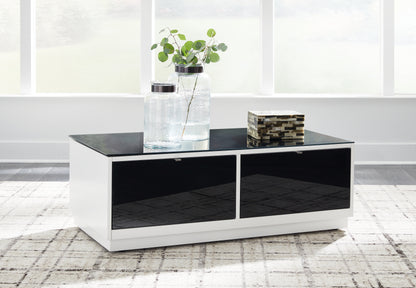 Haines Furniture Outlet - Ashley Furniture - Gardoni Coffee Table - Rectangular Cocktail Table / White/Black - T756-1