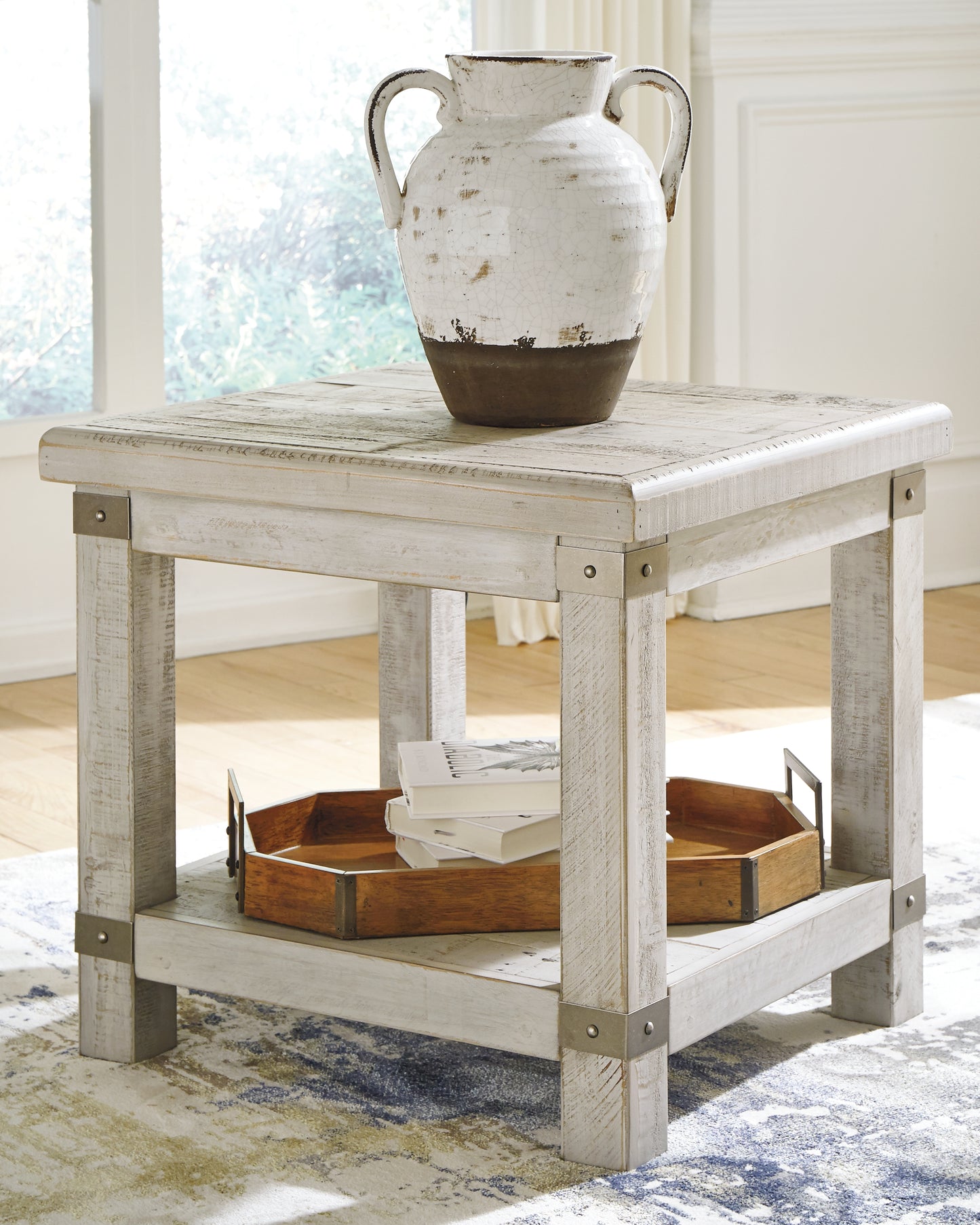 Haines Furniture Outlet - Ashley Furniture - Carynhurst End Table - Rectangular End Table / Whitewash - T929-3
