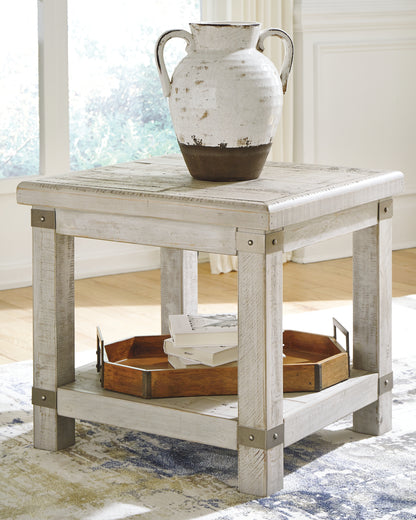 Haines Furniture Outlet - Ashley Furniture - Carynhurst End Table - Rectangular End Table / Whitewash - T929-3