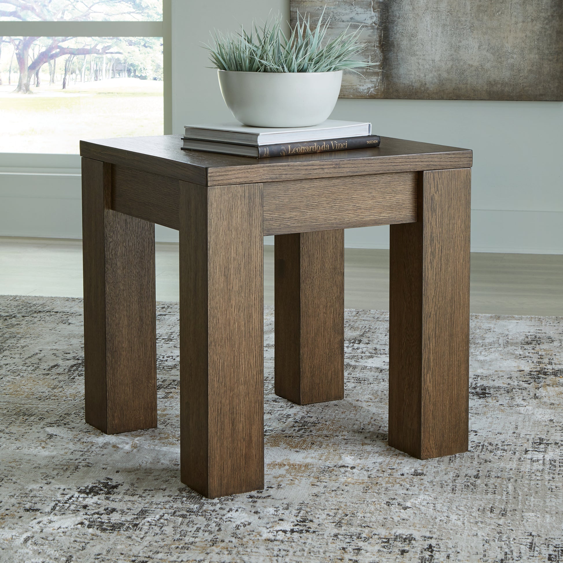 Haines Furniture Outlet - Ashley Furniture - Rosswain End Table - Square End Table / Warm Brown - T763-2