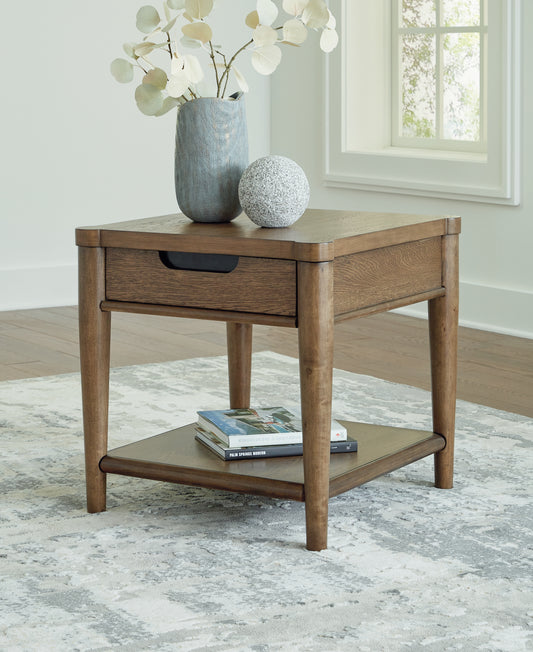 Haines Furniture Outlet - Ashley Furniture - Roanhowe End Table - Rectangular End Table / Brown - T769-3