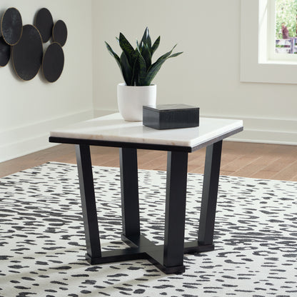 Haines Furniture Outlet - Ashley Furniture - Fostead End Table - Square End Table / White/Espresso - T770-2
