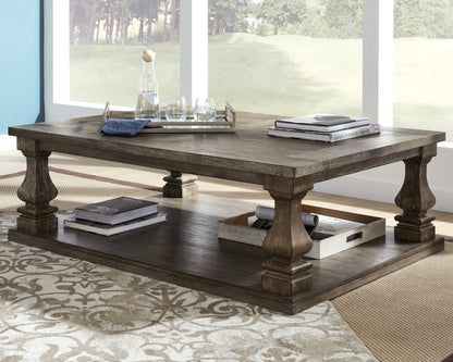 Haines Furniture Outlet - Ashley Furniture - Johnelle Coffee Table - Rectangular Cocktail Table / Gray - T776-1