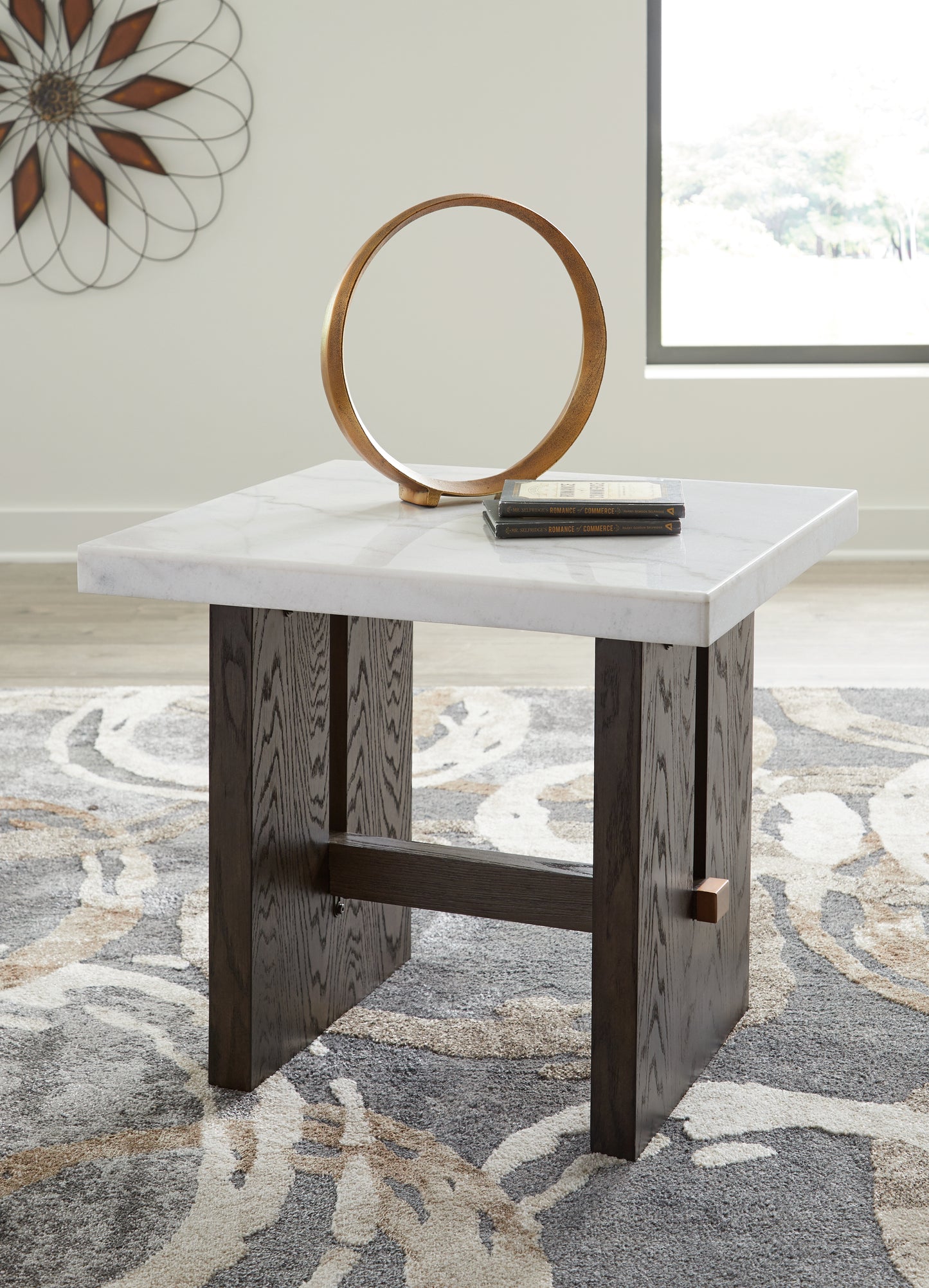 Haines Furniture Outlet - Ashley Furniture - Burkhaus End Table - Rectangular End Table / White/Dark Brown - T779-3