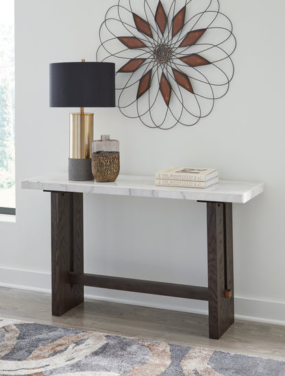 Haines Furniture Outlet - Ashley Furniture - Burkhaus Sofa Table - Sofa Table / White/Dark Brown - T779-4