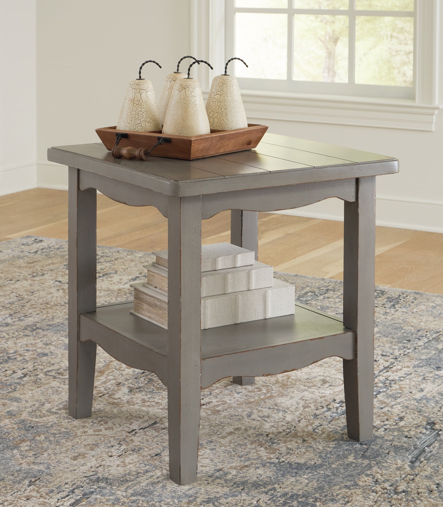 Haines Furniture Outlet - Ashley Furniture - Charina End Table - Square End Table / Antique Gray - T784-2