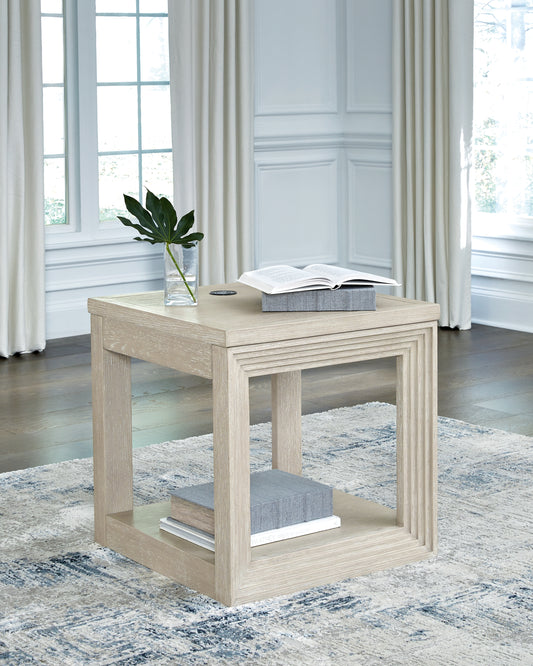 Haines Furniture Outlet - Ashley Furniture - Marxhart End Table - Square End Table / Bisque - T791-2