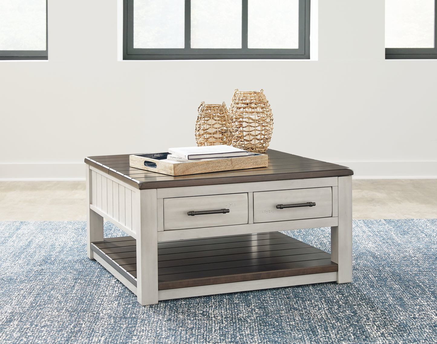 Haines Furniture Outlet - Ashley Furniture - Darborn Lift-Top Coffee Table - Lift Top Cocktail Table / Gray/Brown - T796-00