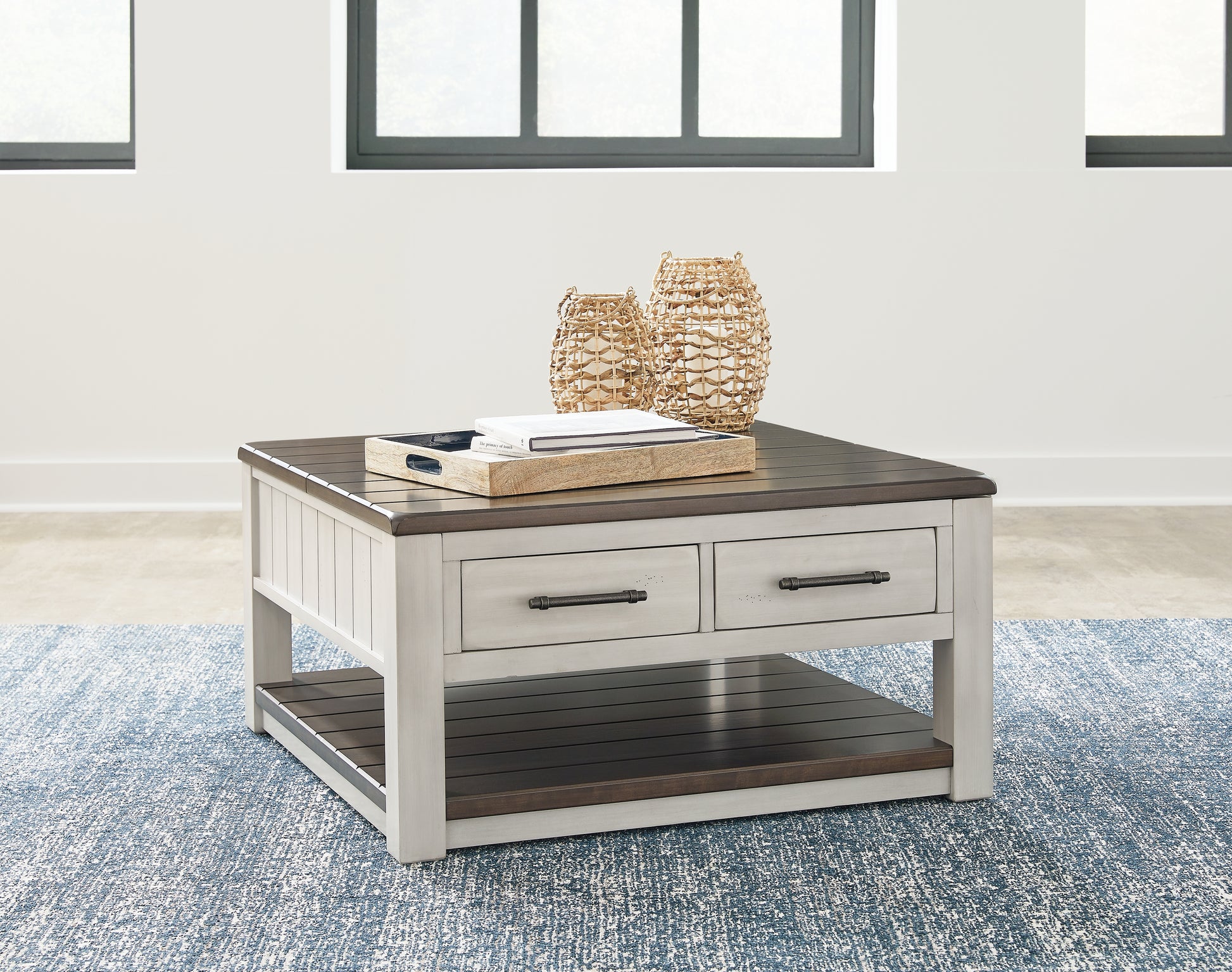 Haines Furniture Outlet - Ashley Furniture - Darborn Lift-Top Coffee Table - Lift Top Cocktail Table / Gray/Brown - T796-00
