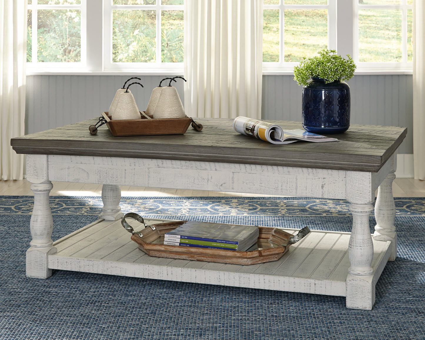 Haines Furniture Outlet - Ashley Furniture - Havalance Lift-Top Coffee Table - Lift Top Cocktail Table / White/Gray - T994-20