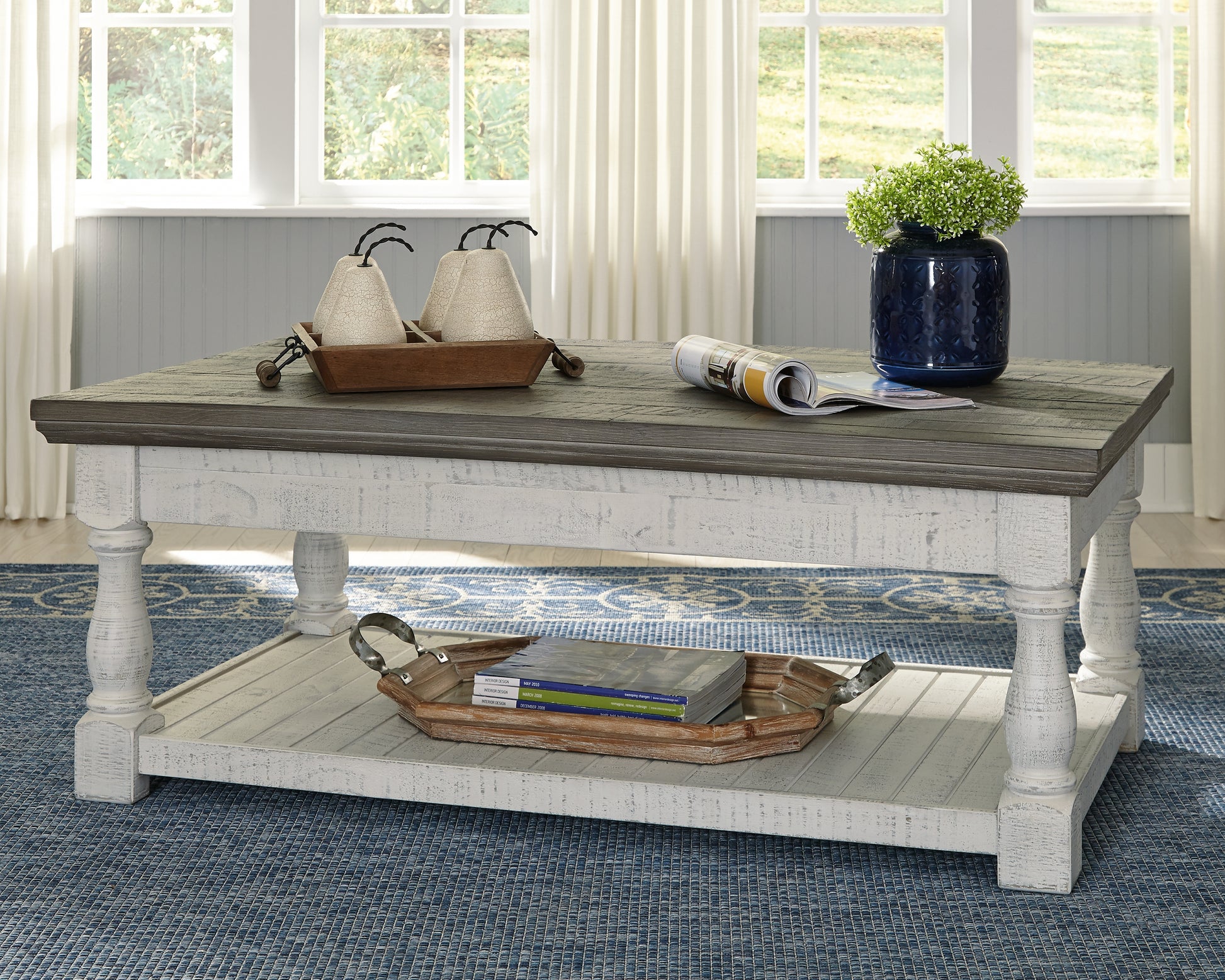Haines Furniture Outlet - Ashley Furniture - Havalance Lift-Top Coffee Table - Lift Top Cocktail Table / White/Gray - T994-20