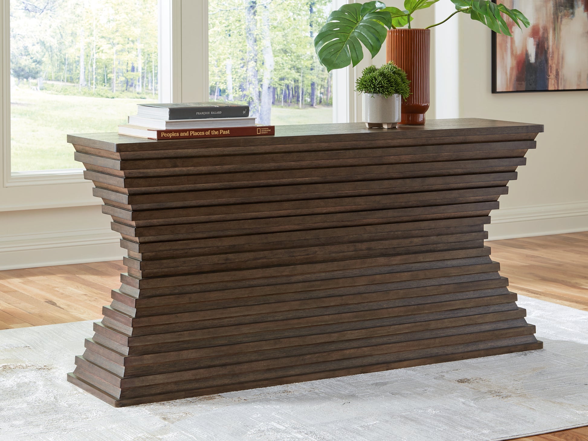 Haines Furniture Outlet - Ashley Furniture - Hannodream Sofa Table - Sofa Table / Warm Brown - T821-4