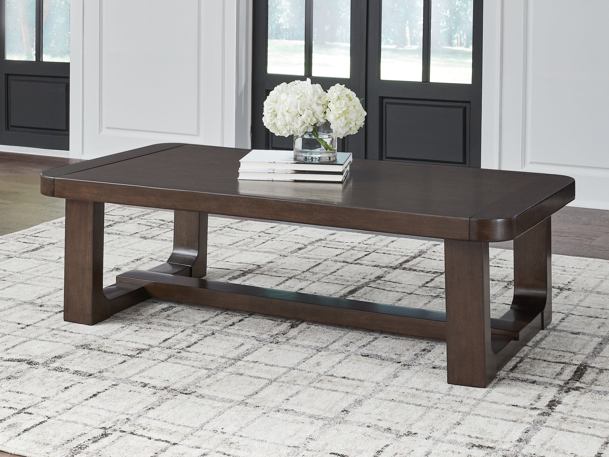 Haines Furniture Outlet - Ashley Furniture - Breckington Coffee Table - Rectangular Cocktail Table / Dark Brown - T856-1