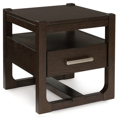 Haines Furniture Outlet - Ashley Furniture - Breckington End Table - Rectangular End Table / Dark Brown - T656-3