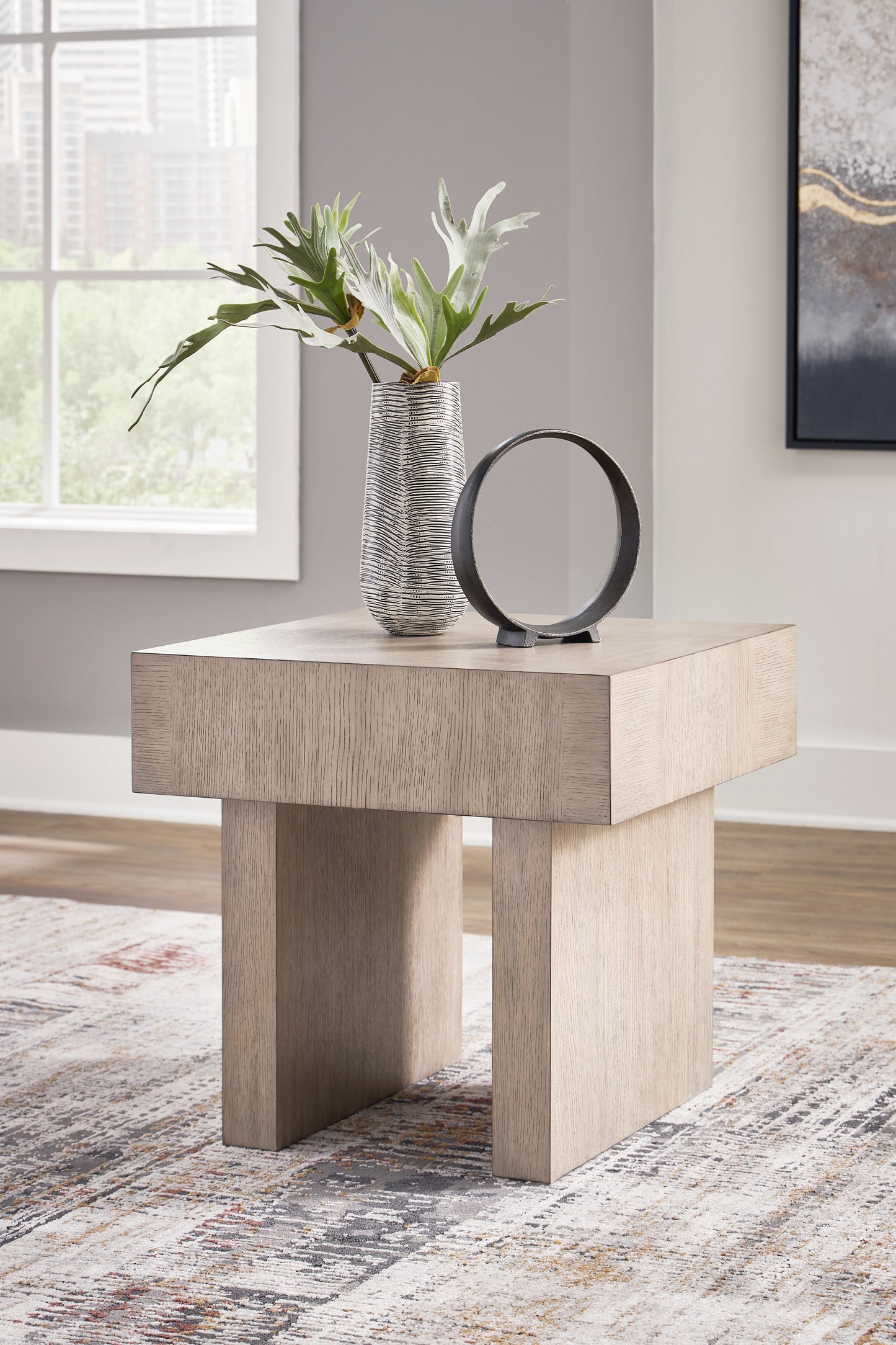 Haines Furniture Outlet - Ashley Furniture - Jorlaina End Table - Square End Table / Light Grayish Brown - T922-2