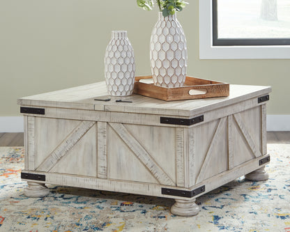 Haines Furniture Outlet - Ashley Furniture - Carynhurst Coffee Table - Cocktail Table with Storage / Whitewash - T929-20