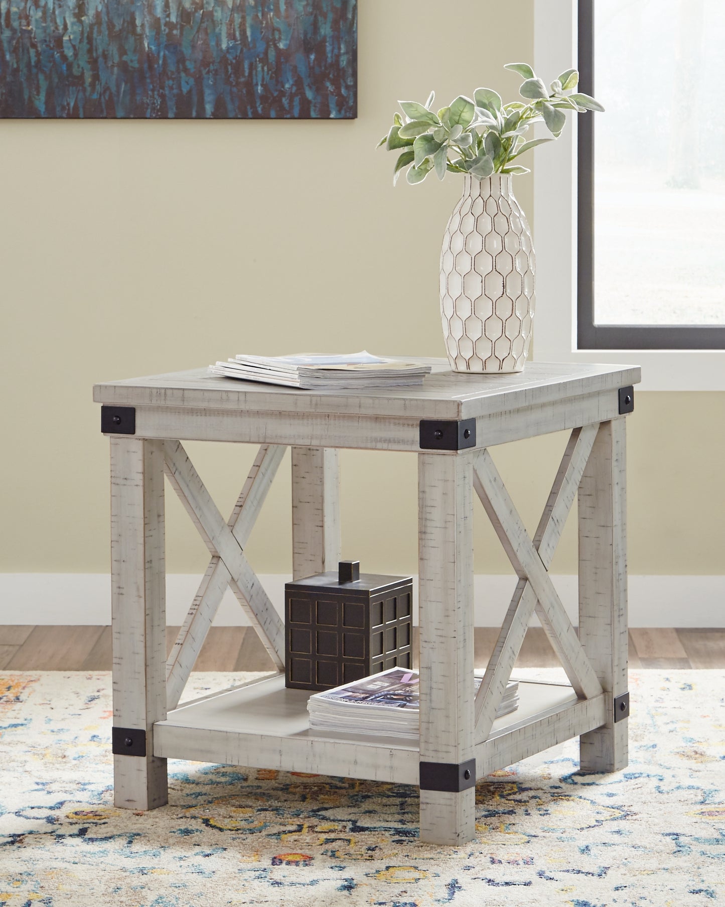 Haines Furniture Outlet - Ashley Furniture - Carynhurst End Table - Rectangular End Table / Whitewash - T929-3