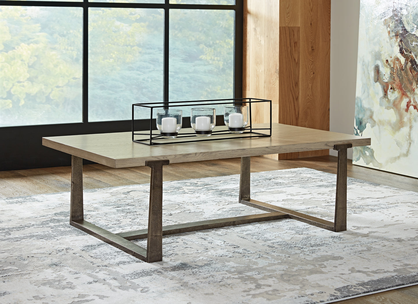 Haines Furniture Outlet - Ashley Furniture - Dalenville Coffee Table - Rectangular Cocktail Table / Gray - T965-1