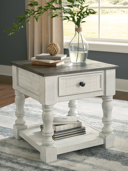 Haines Furniture Outlet - Ashley Furniture - Havalance End Table - Square End Table / White/Gray - T994-2