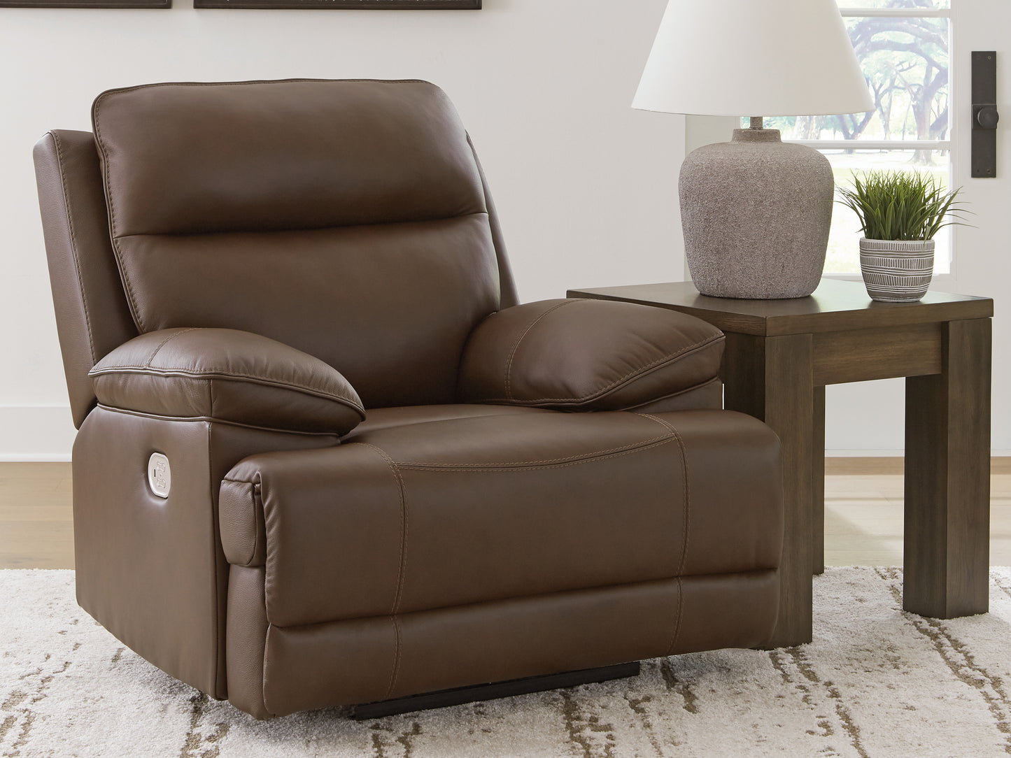 Haines Furniture Outlet - Ashley Furniture - VonRyan Living Room - PWR Recliner/ADJ Headrest / Tobacco - U1040013