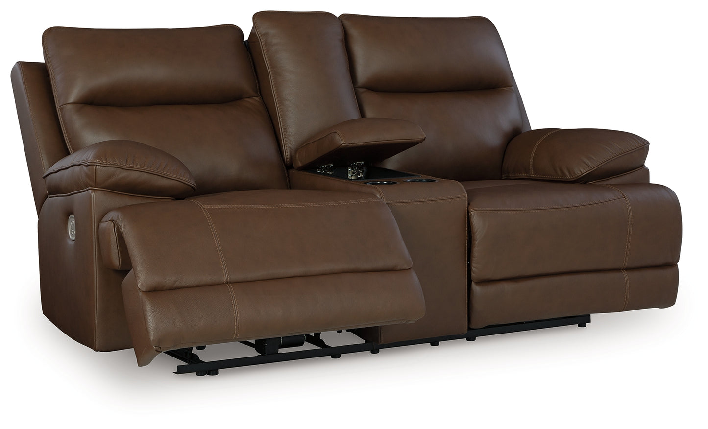 Haines Furniture Outlet - Ashley Furniture - VonRyan Living Room - PWR REC Loveseat/CON/ADJ HDRST / Tobacco - U1040018