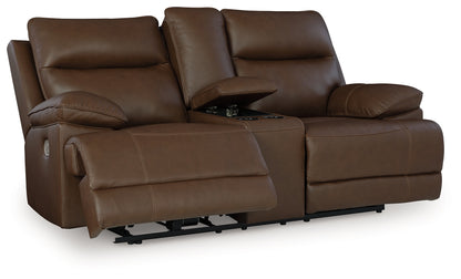 Haines Furniture Outlet - Ashley Furniture - VonRyan Living Room - PWR REC Loveseat/CON/ADJ HDRST / Tobacco - U1040018