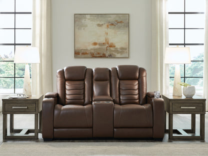 Haines Furniture Outlet - Ashley Furniture - High Impact Living Room - PWR REC Loveseat/CON/ADJ HDRST / Tobacco - U1060118
