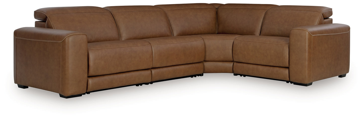 Haines Furniture Outlet - Ashley Furniture - Magic Man Sectional - 4-Piece Power Reclining Sectional / Caramel - PCU10700S11