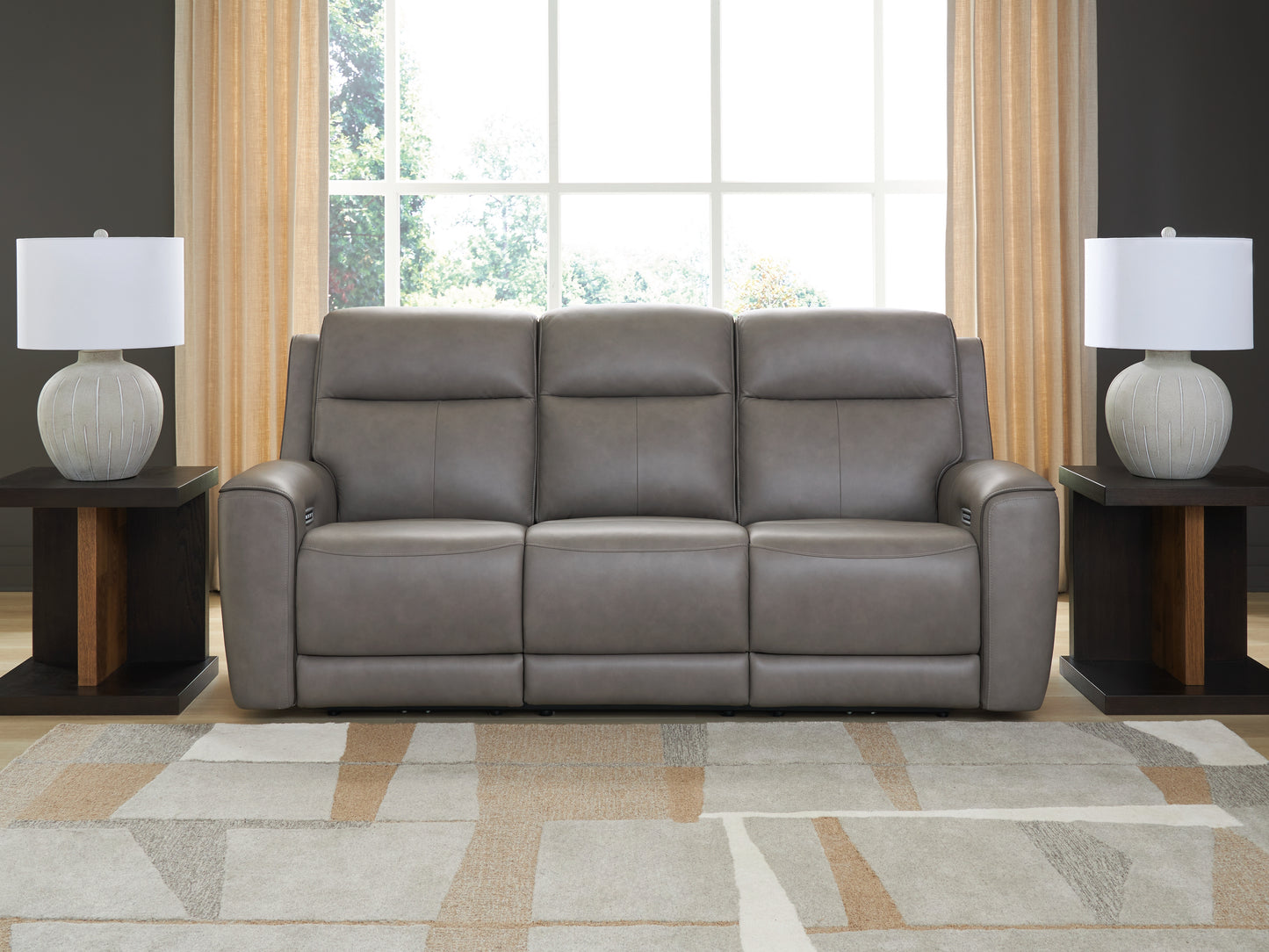 Haines Furniture Outlet - Ashley Furniture - 5Z-Comfort Living Room - PWR Recliner/ADJ Headrest / Onyx - PCU1090213