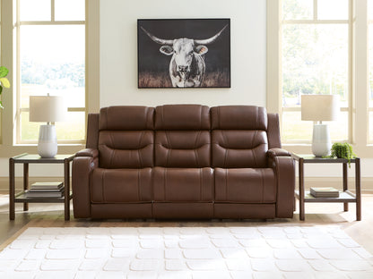 Haines Furniture Outlet - Ashley Furniture - Knightington Living Room - PWR REC Sofa w/Audio Seating / Brown - PCU1160215A
