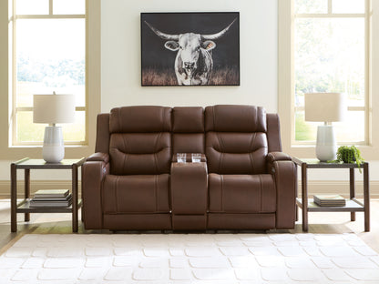 Haines Furniture Outlet - Ashley Furniture - Knightington Living Room - PWR REC Love w/Audio Seating / Brown - PCU1160218A