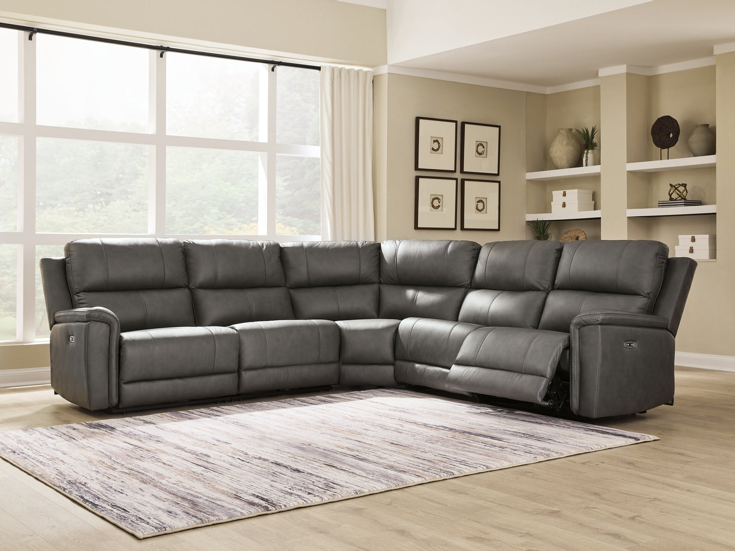 Haines Furniture Outlet - Ashley Furniture - Bleckley Sectional - 5-Piece Power Reclining Sectional / Anchor - PCU12000S4