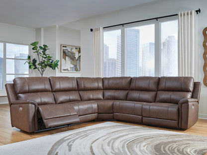 Haines Furniture Outlet - Ashley Furniture - Bleckley Sectional - 5-Piece Power Reclining Sectional / Espresso - PCU12001S4