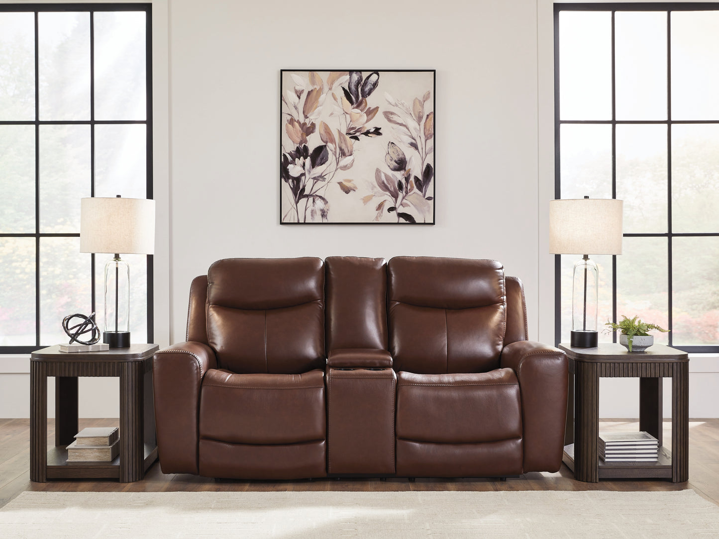 Haines Furniture Outlet - Ashley Furniture - Next Move Living Room - PWR REC Loveseat/CON/ADJ HDRST / Mahogany - PCU1210218