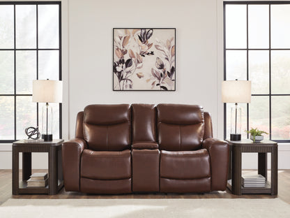 Haines Furniture Outlet - Ashley Furniture - Next Move Living Room - PWR REC Loveseat/CON/ADJ HDRST / Mahogany - PCU1210218