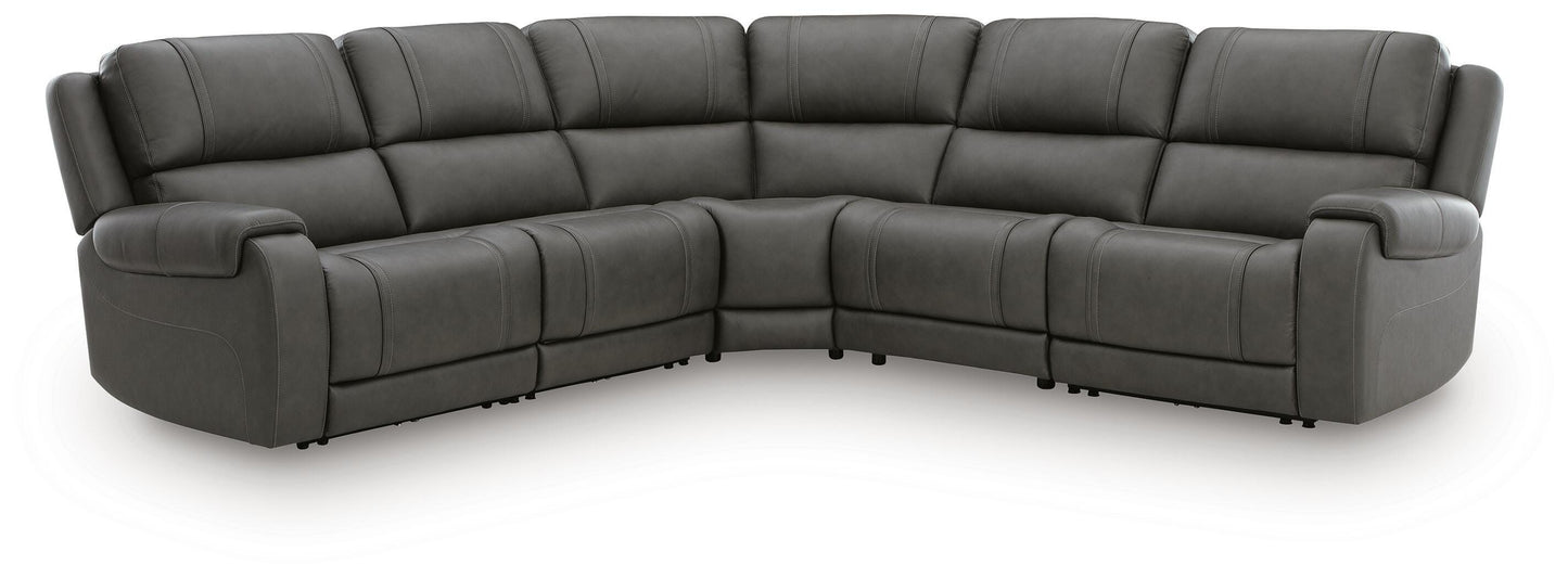 Haines Furniture Outlet - Ashley Furniture - 5Z - Pittson Sectional - 5-Piece Power Reclining Sectional - PCU12600S9