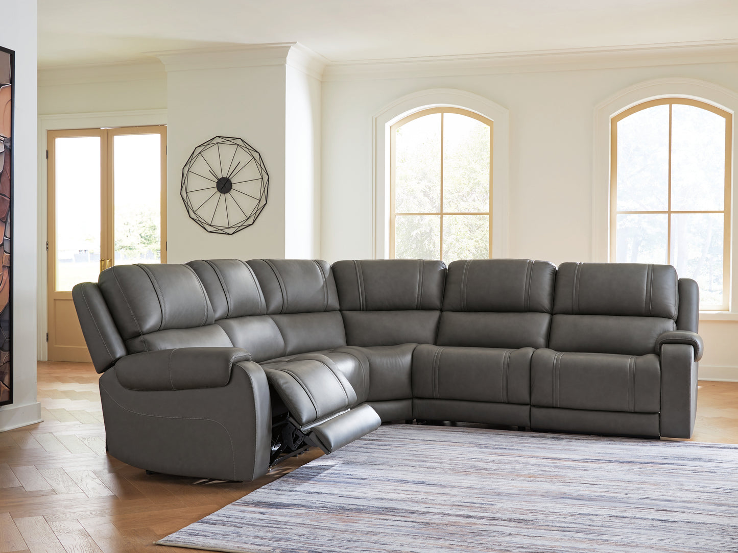 Haines Furniture Outlet - Ashley Furniture - 5Z - Pittson Sectional - 5-Piece Power Reclining Sectional - PCU12600S4