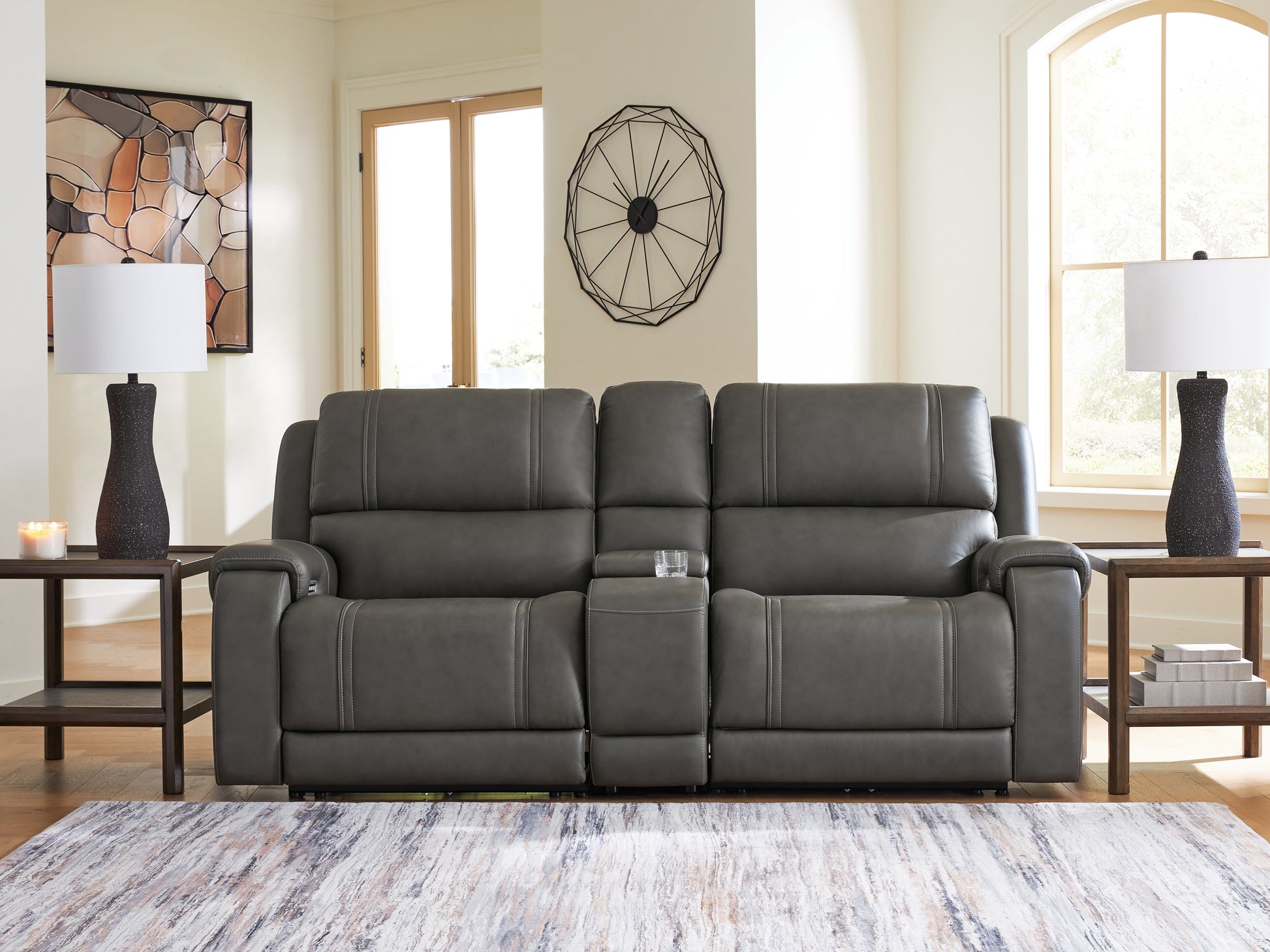 Haines Furniture Outlet - Ashley Furniture - 5Z - Pittson Sectional - 3-Piece Power Reclining Sectional Loveseat with Console - PCU12600S2