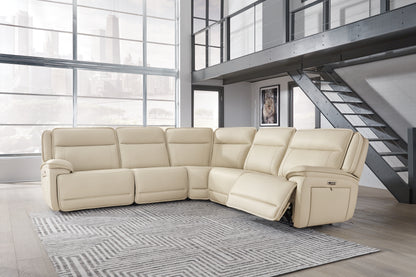 Haines Furniture Outlet - Ashley Furniture - Double Deal Sectional - 5-Piece Power Reclining Sectional / Almond - U13001S2