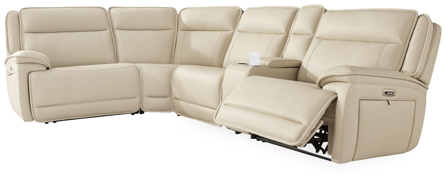 Haines Furniture Outlet - Ashley Furniture - Double Deal Sectional - 5-Piece Reclining Sectional with Console / Almond - U13001S8