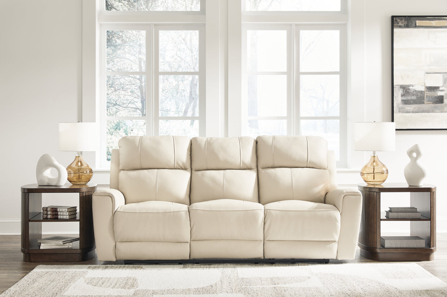 Haines Furniture Outlet - Ashley Furniture - Dahlmoore Living Room - Reclining Power Sofa / Almond - U1320087