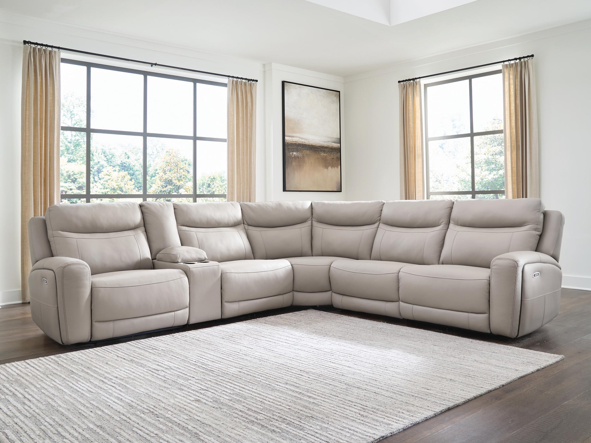 Haines Furniture Outlet - Ashley Furniture - Gravier Sectional - 6-Piece Power Reclining Sectional with Storage Console - U13300S5