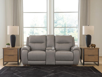 Haines Furniture Outlet - Ashley Furniture - Real Moments Living Room - PWR REC Love w/Audio Seating - PCU1370018A
