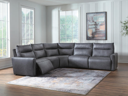 Haines Furniture Outlet - Ashley Furniture - ModZ Sectional - 5-Piece Power Reclining Sectional / Blue - U14001S6