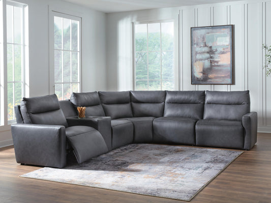 Haines Furniture Outlet - Ashley Furniture - ModZ Sectional - 6-Piece Power Reclining Sectional with Audio Console - U14001S9