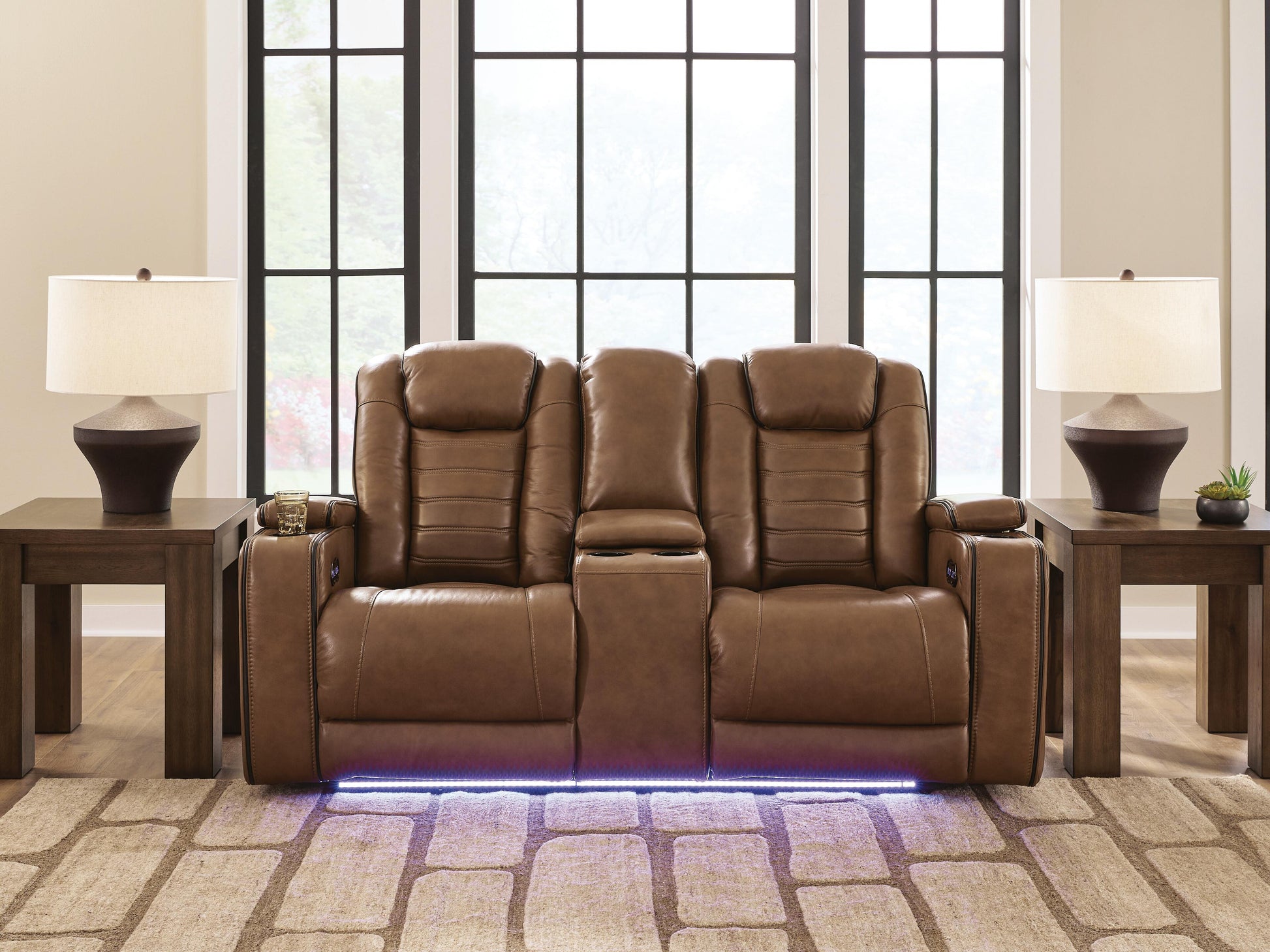 Haines Furniture Outlet - Ashley Furniture - Gruaro Living Room - PWR REC Loveseat/CON/ADJ HDRST - PCU1420018