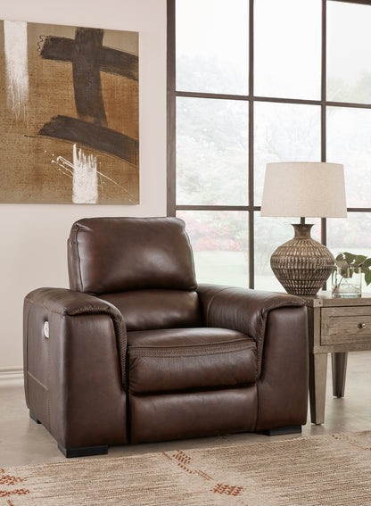 Haines Furniture Outlet - Ashley Furniture - Alessandro Living Room - PWR Recliner/ADJ Headrest / Walnut - U2550213